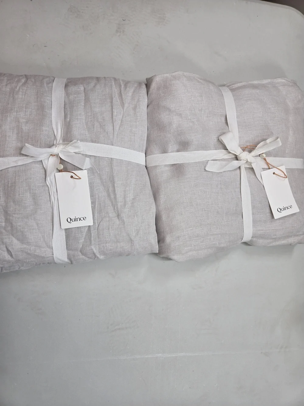 NWT QUINCE 4 Set 48x96 European Linen Sheer Curtains Cloud 9306